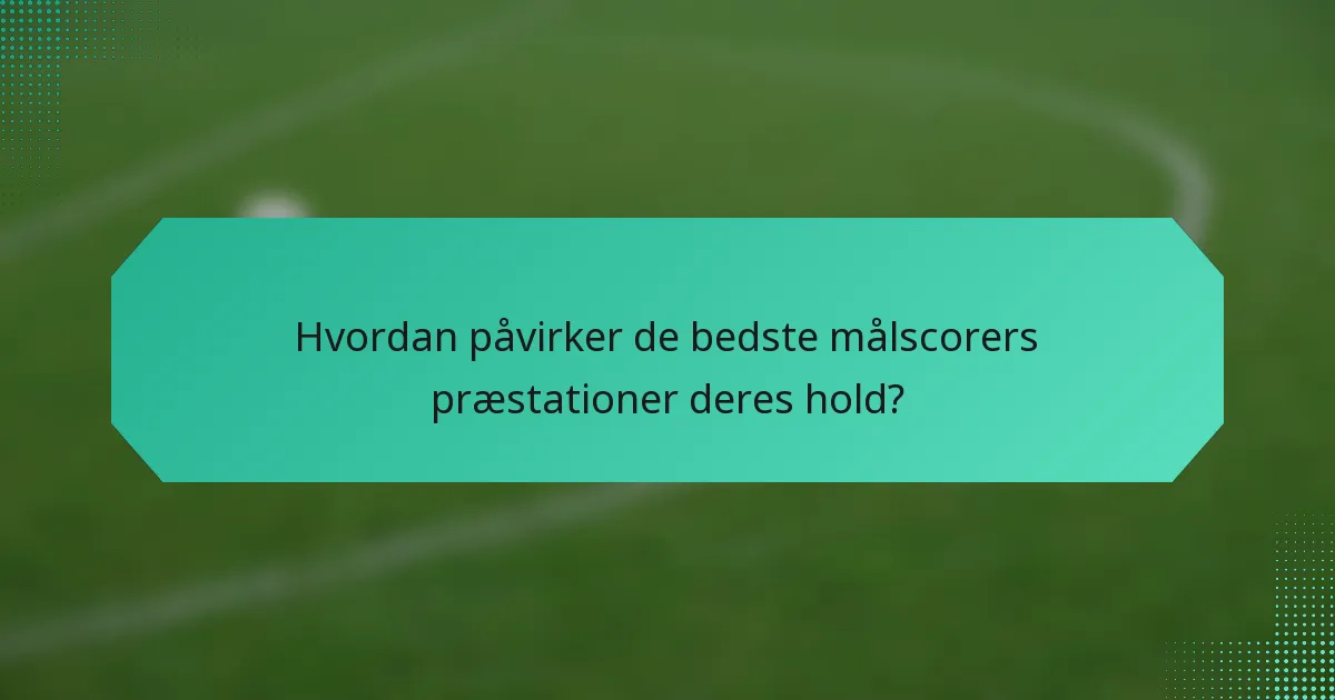Hvordan påvirker de bedste målscorers præstationer deres hold?